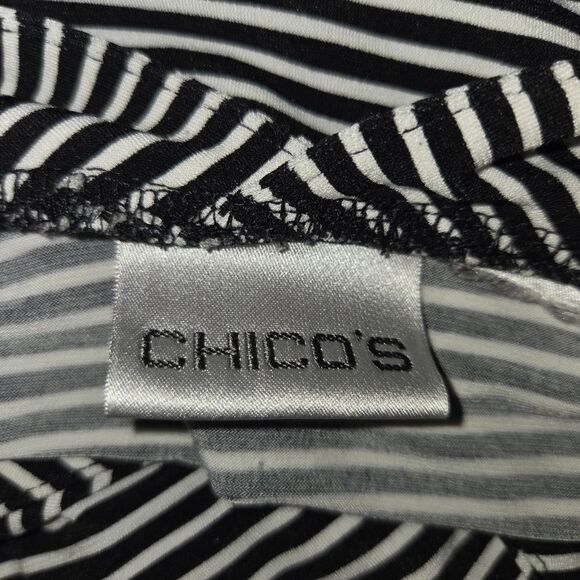 Chico's Stretch Jersey Striped Long Sleeve Blouse Top Size 0 Small - Picture 4 of 4